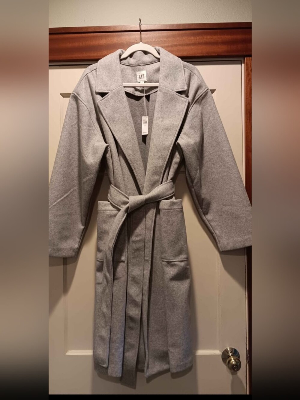 GAP Heather Gray Belted Trench Coat. Woman's XL. New